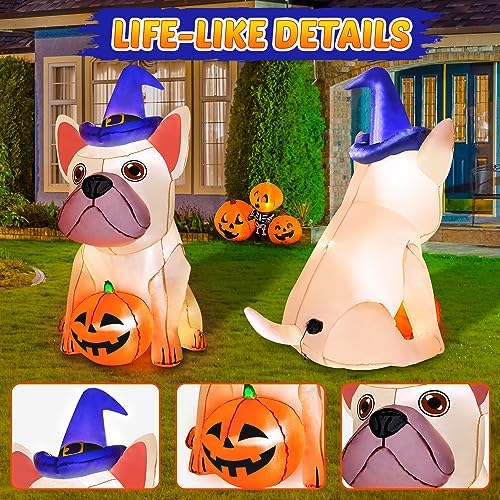 zukakii 5Ft Halloween Inflatables Decorations Build-in Bright LEDs Blow Up Yard Pumpkin with Witch Hat Halloween Decorations Outdoor Clearance Decor for Holiday Party Indoor Garden Lawn Home
