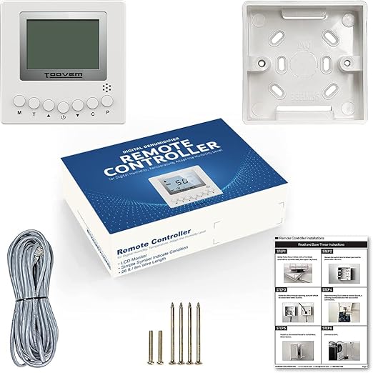 TOOVEM Remote Controller for Digital Humidity, Temperature, Adapt The Humidity Level, for Basement Crawl Space Dehumidifier White