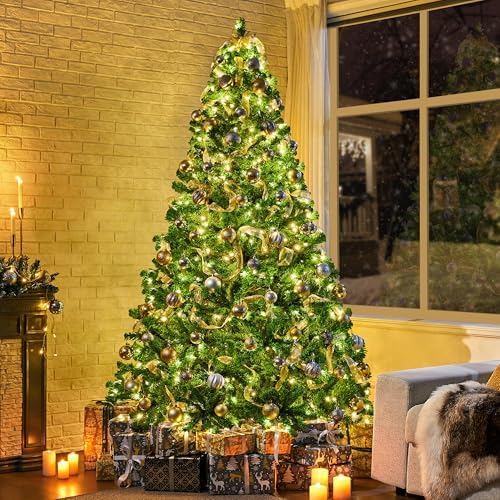 Yaheetech 6ft Prelit Artificial Christmas Tree with 250 Warm White Lights