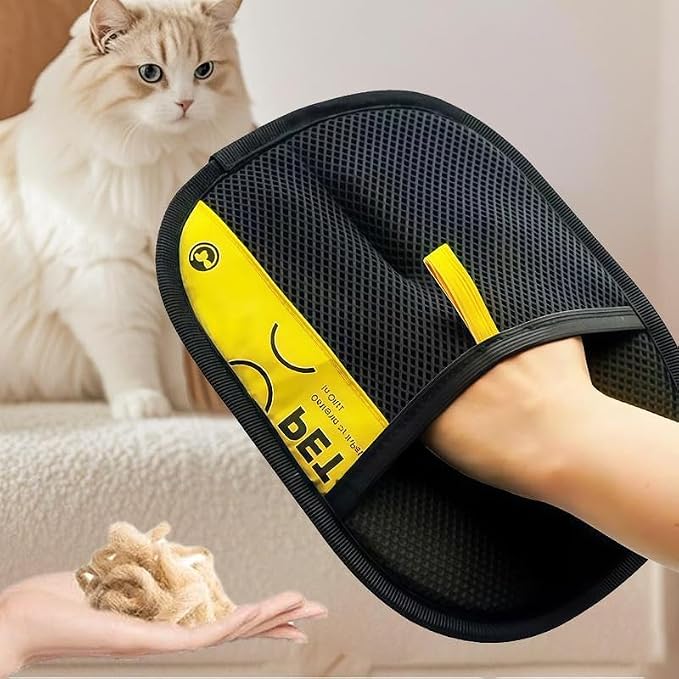 Cat Hair Remover Glove for Furniture & Clothes, Reusable Electrostatic Pet Hair Removal Mitt with Velvet Surface & Breathable Mesh Back, Lint Remover for Dog & Cat Fur (3)