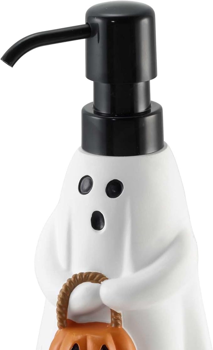 Avanti Linens – Soap Dispenser, Decorative Lotion Pump for Bathroom or Kitchen Countertop, Hand Painted Resin Halloween Decor (Ghost)