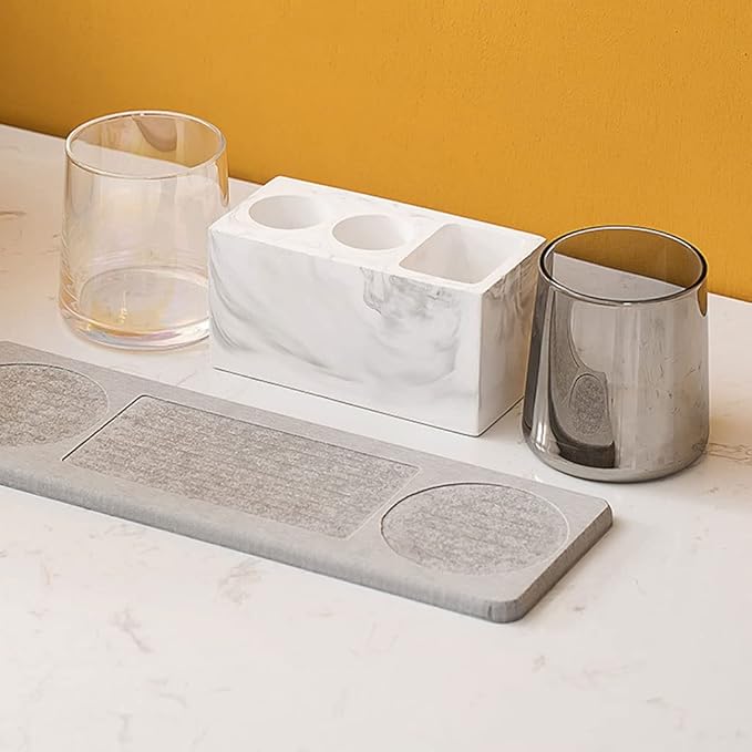 Toothbrush Rack Bathroom Countertop Toothbrush Holder Multi-Function Toothbrush Holder with Three Sinks for Toothpaste Storage Bathroom Toothbrush Holder(A)
