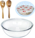 6.5Quart Large Glass Bowl with Lid for Sourdough Bread Making, 12.3 Inch Clear Glass Salad Cooking Bowls for Kitchen Salad Bread Storage, For Prepping, Marinating & Brining Kimch
