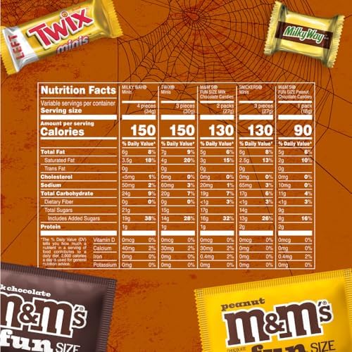 M&M'S, SNICKERS, TWIX & MILKY WAY Milk Chocolate Halloween Candy Bag Variety Pack, Assorted Chocolate Candy for Halloween Party Favors, Trick or Treating and More, 120 Ct Bag (Pack of 2)