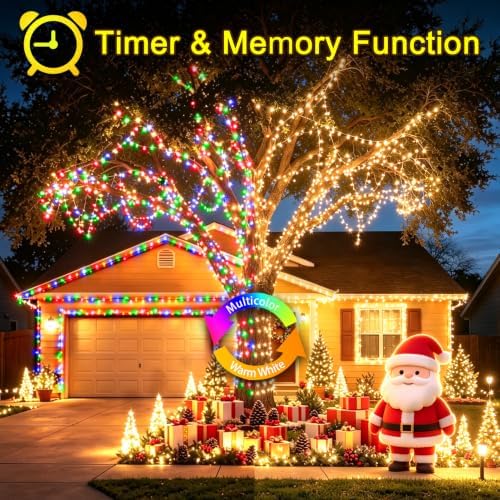 KNONEW 403FT 1000 LED Christmas Lights Color Changing Outdoor String Lights with 11 Modes & Timer Fairy Light Plug in Waterproof Fairy Lights for Xmas Yard Tree Wedding Party(Warm White to Multicolor)