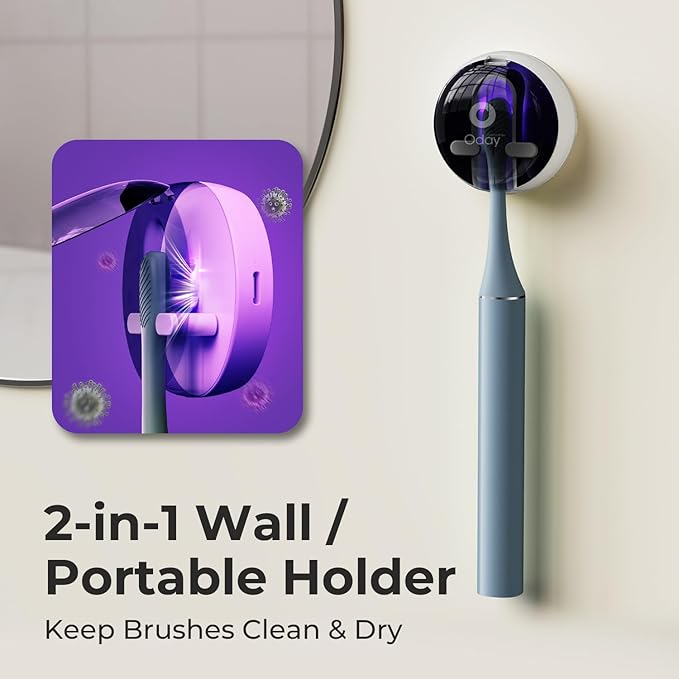 ODAY Electric Toothbrush Sets Blue+Green, 2 Pack Sonic Toothbrush with Wall Mounted Toothbrush Holder and 8 Brush Heads for Gift,Travel, Family, Friends