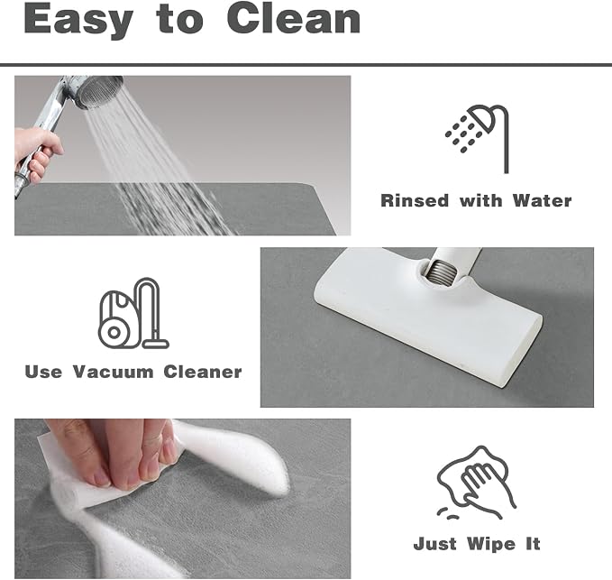 TYUU Bathroom Mat Quick Dry, Bathroom Rugs Non Slip Washable Thin Absorbent Bath Mat Fits Under Door Bathroom Floor Mat Perfect for Bath, Shower, or Sink 24"x60" Light Grey