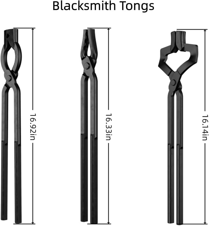 3PCS Blacksmith Tools Set - Z V-Bit & Wolf Jaw Tongs with Hammer, V-Bit Bolt, A3 Steel Rivets, High Carbon Steel Assembled Forging Kit