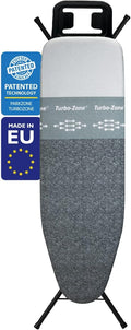 Bartnelli by Rorets Classic Ironing Board with New Patent EZ-Glide Technology, Made in Europe, Premium Iron Board with Iron Rest, 4 Layer Cover, 13x43 Surface, Height Adjustable to 36", 4 Steel Legs