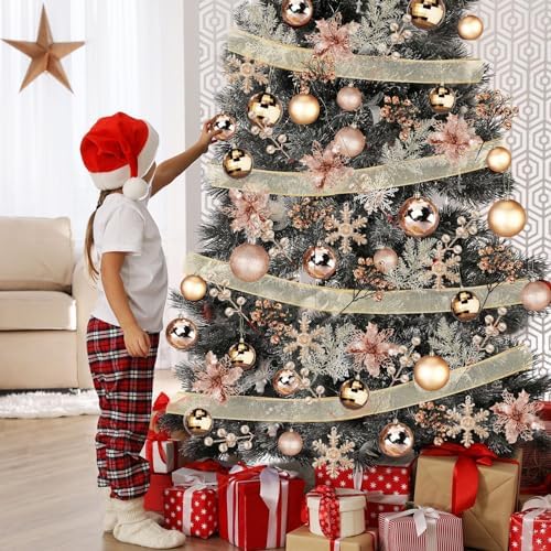 Sratte 94 Pcs Christmas Tree Ornaments Decoration Set, Champagne Gold