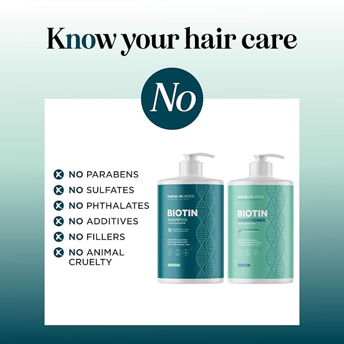 Volumizing Biotin Shampoo for Thinning Hair - Invigorating Peppermint Shampoo for Fine Hair with Argan Coconut and Olive Oils - Vegan & Color Safe - Paraben Silicone & Sulfate Free (25 Fl Oz)