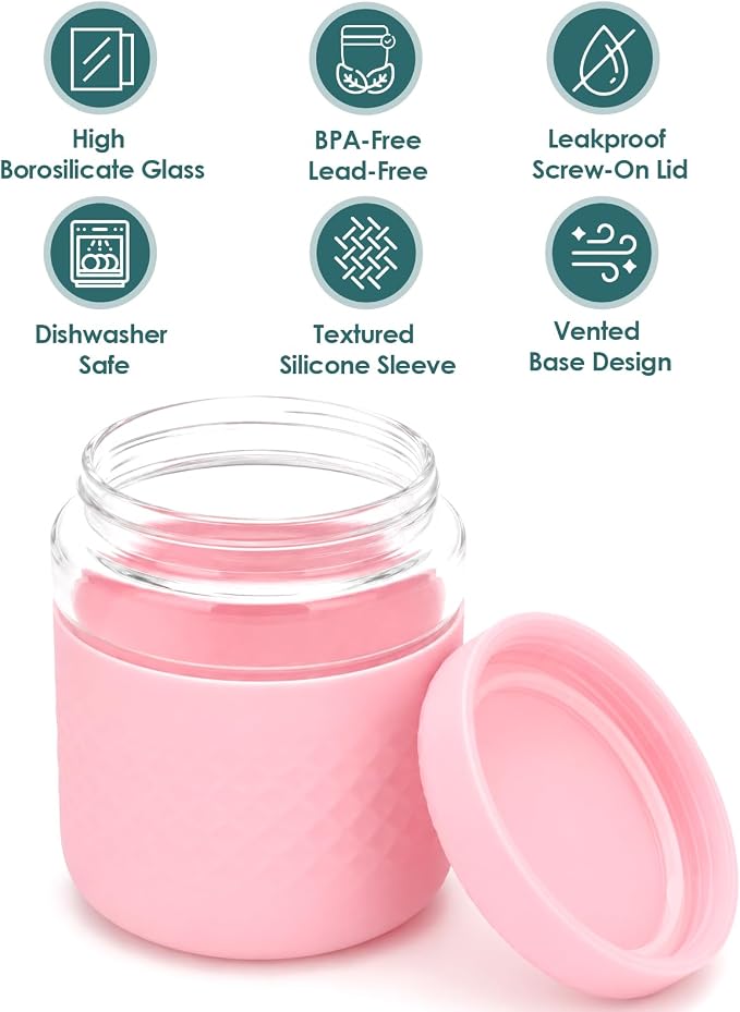 32 oz/4 Cup Glass Lunch Bowl Container with Lid, Leak & Spill Proof | BPA-Free, Microwave & Dishwasher Safe, Airtight Meal Prep & Food Storage Jar for Lunch, Salad, Soup, Oats, Stew, Yogurt