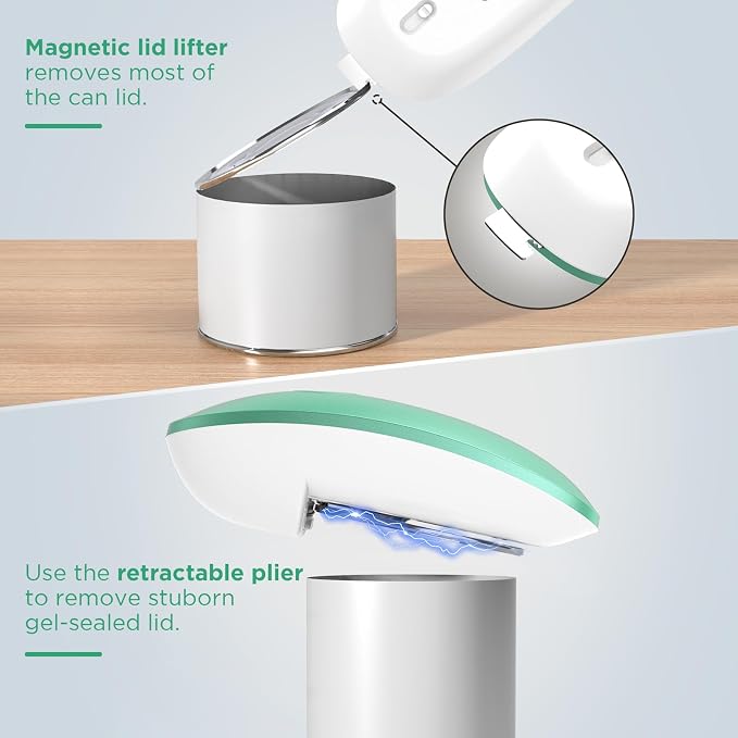 Canslab Ultrablade PRO Electric Can Opener,USB Rechargeable,Smart Auto Stop | Automatic Can Opener for Seniors with Arthritis, Handsfree Side Cut with Smooth Edge, Cordless, Kitchen Wall Mountable, Green