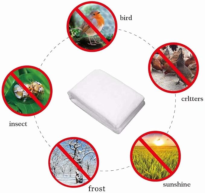 Agfabric Plant Covers Freeze Protection H39 xDia39 0.9oz Freeze Cloths for Plants Plant Frost Protection Covers Drawstring Bags Shrub Jacket,White,2 Pack