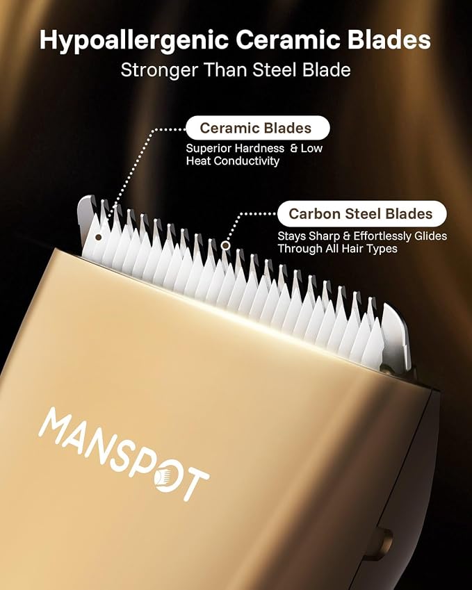 MANSPOT Manscape Groin & Body Hair Trimmer for Men, Gifts for Men Husband | Replaceable Ceramic Blade & 4 Guards, Electric Pubic Shaver for Chest & Private Area, Ball Razors for Men, Wet/Dry Use