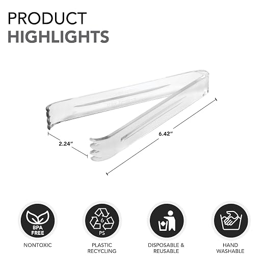 Party Essentials N64 Serving Tongs, 6-1/2", Clear (Pack of 48)
