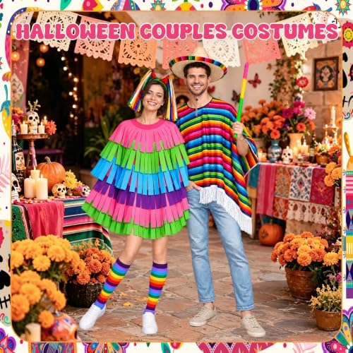 Halloween Mexican Pinata Costume Couple Costume for Adult Pinata Fiesta Dress for Couple Cosplay Cinco De Mayo