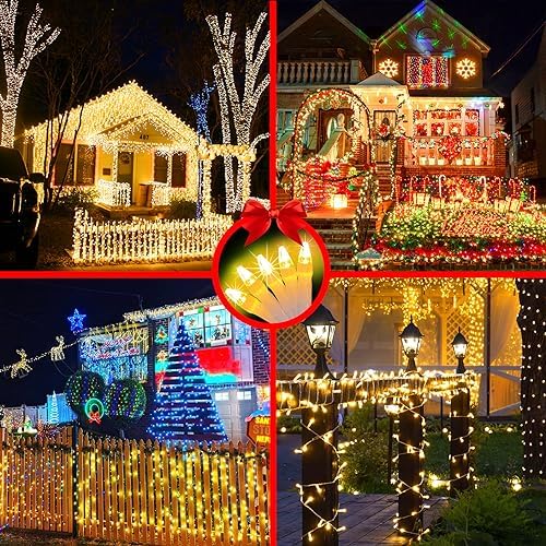 492FT Outdoor Christmas Lights, 1300 LED Super Long String Lights 8 Lighting Modes & Timer Memory, Outsite Waterproof Light Strings for House Tree Garden Wedding Party Holiday Decorations Warm White