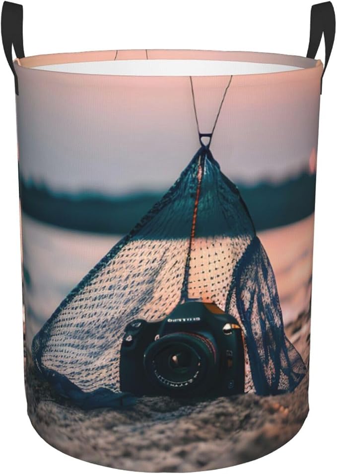 Starfish Fishing Nets Large Foldable Laundry Basket Hamper,Storage Basket Bin With Handles,For Bathroom,College