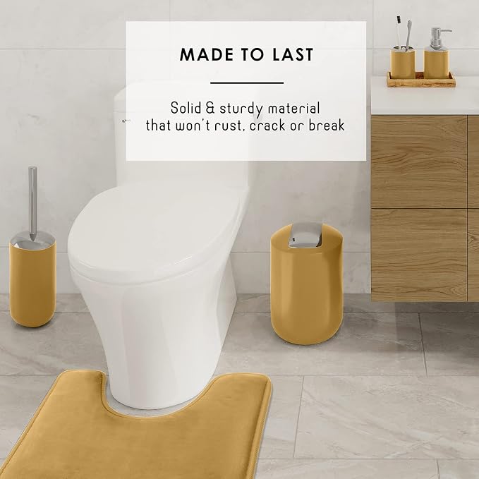 Clara Clark Bathroom Set - Gold Bathroom Accessories Set, 20PC Bathroom Accessory Set, Shower Curtain Set with Liner, Toothbrush Holder, Soap Dispenser, Soap Dish, Toilet Brush Holder, and Trash Can
