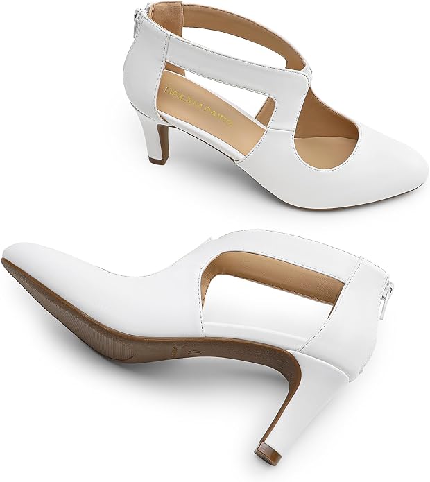 DREAM PAIRS Women's Pumps Closed Pointed Toe Kitten Heels | Elegant Party Dress Shoes with Chic Crisscross Cutouts, 2.76 Inch Heel, and Back Zip for Polished, All-day Secure Strides