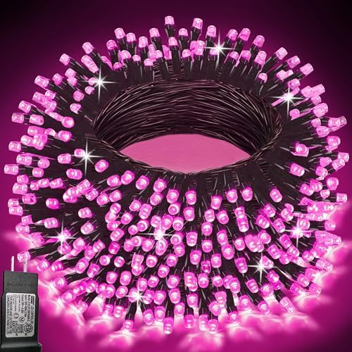 Pooqla 200 LED Pink Christmas Lights Outdoor String Lights, 66 ft