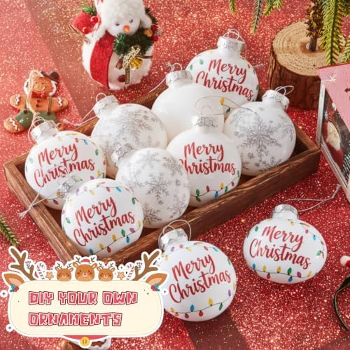 Zubebe 48 Pcs 3.15 Inch Blank White DIY Christmas Ball Ornaments for Craft