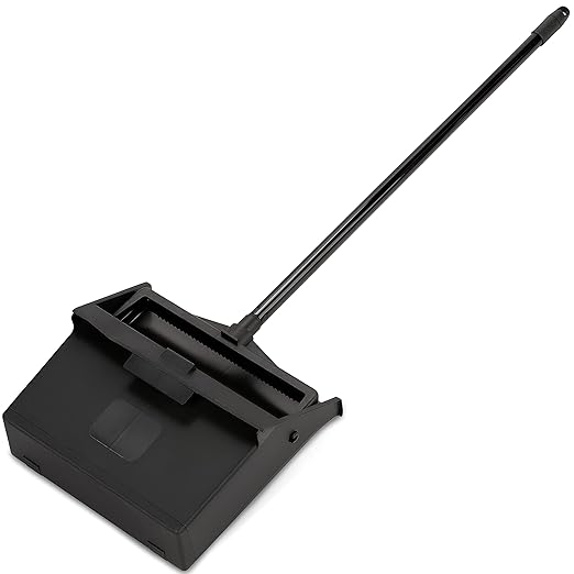 Carlisle FoodService Products Duo-Pan Upright Dust Pan with Serrated Yoke for Floor Cleaning, Restaurants, Office, and Janitorial Use, Plastic, 30 Inches, Black