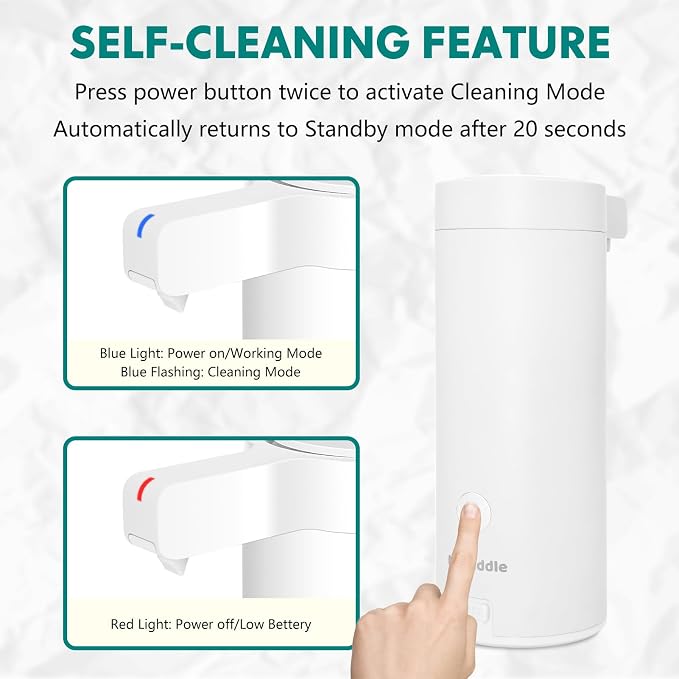 Automatic Soap Dispenser Stainless Steel with Sensor Infrared Soap Dispenser Electric IPX5 Waterproof USB-C Charging Motion Sensor for Kitchen & Bathroom (White)
