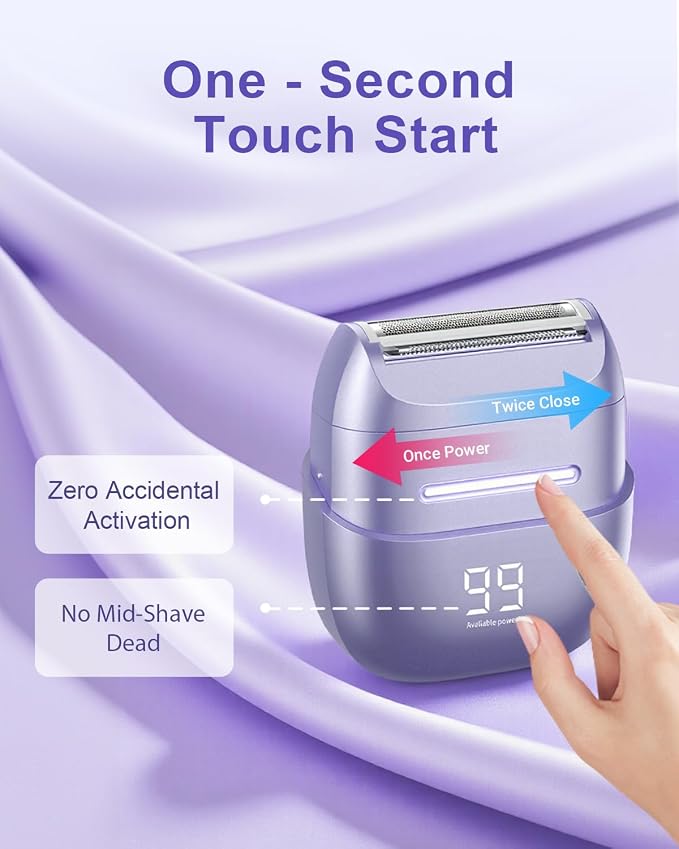 Electric Shaver for Women Waterproof Mini Electric Razors for Women - Cordless Foil Shaver for Hair Removal, Legs, Face, Body, Bikini,Sensitive Skin, Razor for Teen Girls (Purple, Fashion)