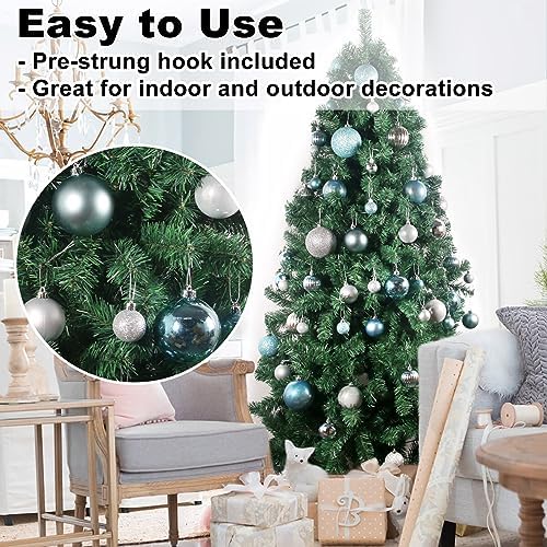 Baby Blue & Silver 3.2" Large Christmas Balls - Christmas Tree Decoration Ornaments Shatterproof Hanging Balls for Birthday Halloween Holiday Wedding Decorations Set of 18pcs