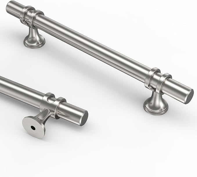 Asidrama 6 Pack 5 Inch(128mm) Brushed Nickel Cabinet Pulls Heavy-Duty Solid Kitchen Cabinet Handles Satin Nickel Drawer Hardware for Bathrooms Cupboard