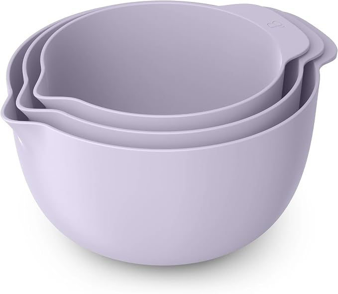 14 Piece Mixing Bowl and Measuring Set, Nesting Kitchen Prep Set with Measuring Cups Spoons Whisk Spatula, BPA Free Dishwasher Safe Baking Set (Lavender)