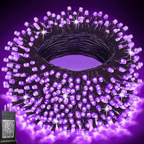 Pooqla 200 LED Purple Halloween Lights Outdoor String Lights, 66 ft