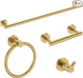 FORIOUS Bathroom Hardware Accessories Set, SUS304 Stainless Steel Towel Bar Set, Modern Towel Racks Holder for Bathroom, Toilet Paper Holder Wall Mounted 4 Pieces(24" Bar, Brushed Gold)