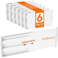 Lifewit 8" Tall 6 Pack Drawer Dividers, 13.8"-22.2" Adjustable Deep Drawer Organizer Clothes, Expandable White Plastic Separators for Dresser, Kitchen, Cabinet, Closet, Office Organization & Storage