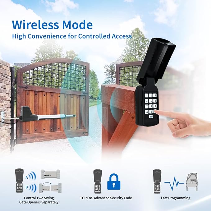 TOPENS TC188 Universal Wireless Wired Keypad Keyless Entry Keypad Waterproof Digital Code Panel Security Control for Automatic Swing Sliding Gate Opener, Remote Operator Accessory
