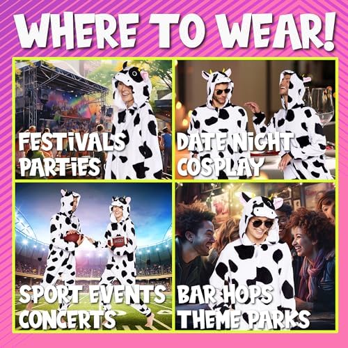 Funziez! Slim Fit Adult Onesie - Animal Costume - Plush Unisex Halloween One Piece Cosplay Suit for Women and Men