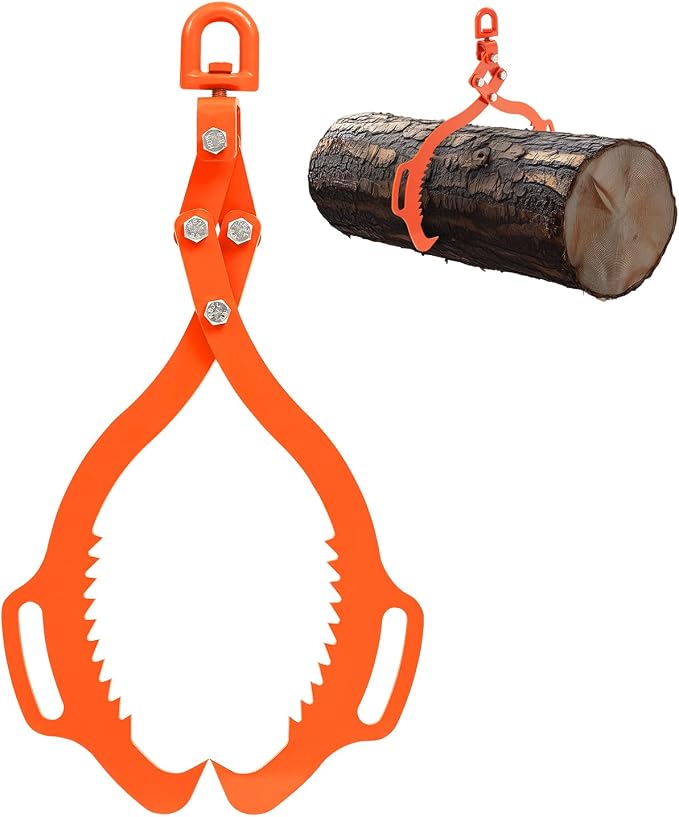 VEVOR Log Lifting Tongs 28in, 2 Serrated Claw Hook Log Tongs, Heavy Duty Steel Swivel Dragging Tongs, 1100LBS Log Grapple with Handles, Lumber Log Skidding Tongs for Tractors, Trucks, Forklifts, ATVs
