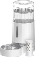 CZPET Dog Water Bowl Dispenser with Stainless Steel Bowl (8L+Filter,White) | With Stainless Steel Bowl Gravity Waterer, Large Capacity and Drinking Area Noise-Free for Pets