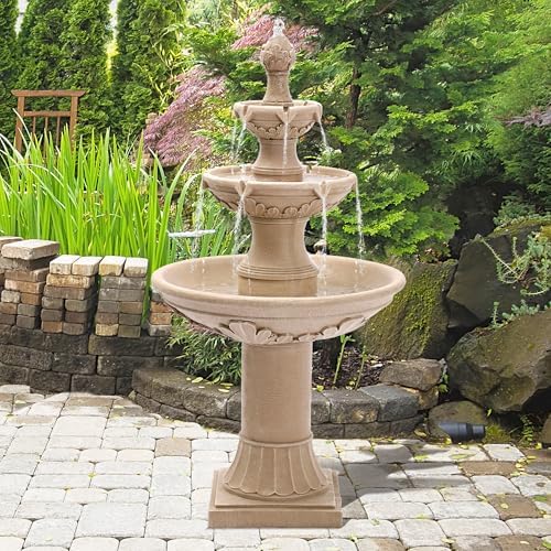 3-Tiers 48.4" H Italian Outdoor Water Fountains Feature Garden Decor