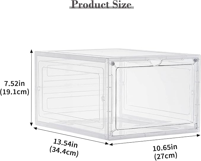 LXLXXL 6 Pack Storage Bins with Lids, 19 Qt Stackable Clear Storage Box | Stackable Storage Bins with Lid, Clear Acrylic Magnetic Door, Plastic Display Case, Organizer Box for Home Office Organizing
