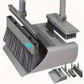 4 in 1 Multifunctional Broom and Dustpan Combo Set with 44" Long Handle, Squeegee and Cleaning Brush,for Clean Home Kitchen Bathroom Office,Indoor Outdoor,Pet Hair,Bathtub and Glass(Grey)