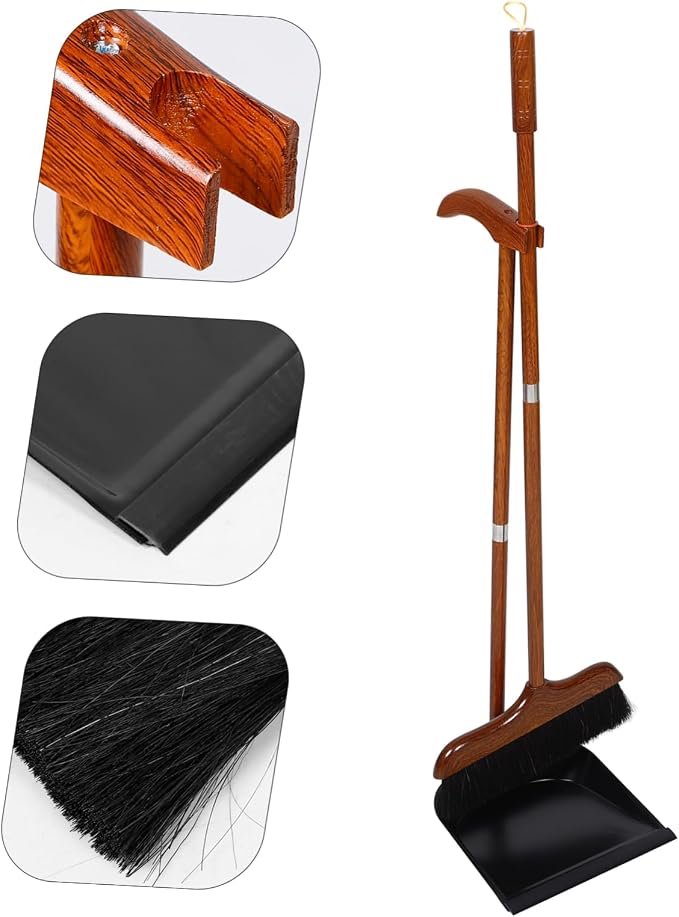 HEALLILY Broom and Dustpan Set with Handle Versatile Cleaning Tool for Home Kitchen and Patio for Pet Hair and Dust Removal Ergonomic Design for Comfortable Use