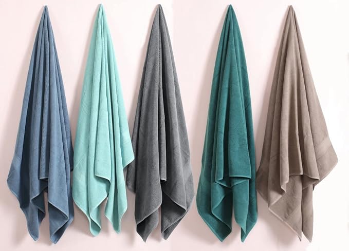 HILLFAIR 600 GSM- 40 x 80 Inches- 100% Cotton 2 Pc XXL Oversized Bath Towel Set- Soft Highly Absorbent Jumbo Bath Sheets Towels Sets- Quick Dry Oversized Bath Towel Sets for Hotel Spa Pool- Teal