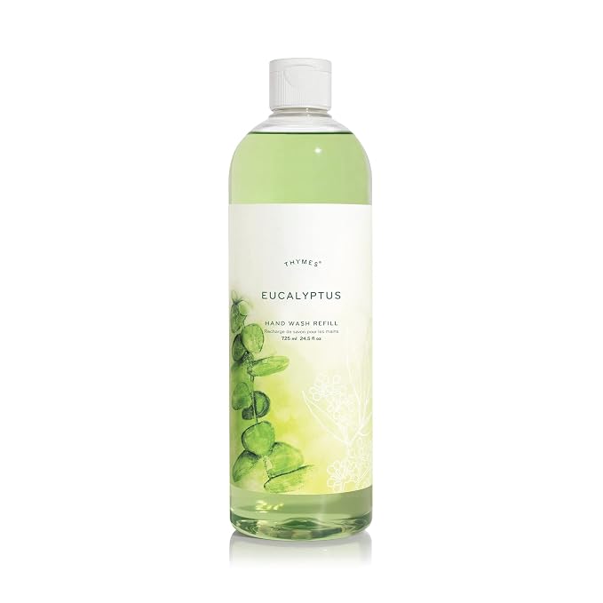 Thymes Hand Wash Refill - Scented Liquid Hand Soap Refill - Deeply Cleansing & Hydrating Formula - Liquid Soap with Aloe Vera & Jojoba Oil - Plant-Based Skin Care (Eucalyptus, 24.5 fl oz)