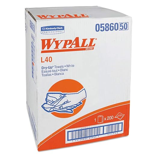 Wypall Dry-Up Professional Towels, 1-Ply, White