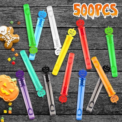500PCS Halloween Party Favor, Bubble Wands for Kids, Trick or Treat Toys
