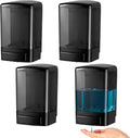 Hushee 4 Pcs Plastic Wall Mounted Soap Dispenser Commercial Manual Soap Containers Wall Dispenser for Kitchen Shower Hotel Liquid Shampoo Gel Chamber (33.8 oz 1000 ml,All Black)