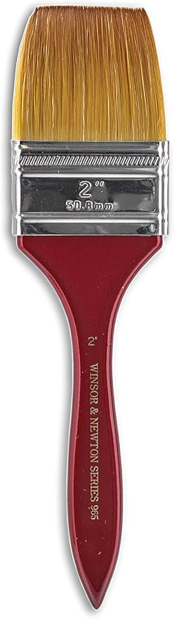 Winsor & Newton 5463150 Series 965 Golden Nylon & Natural Hair Short Handle Brush - Wash 2 inch